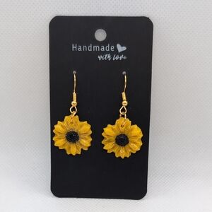 Handmade Sunflower Earrings - Yellow and Black